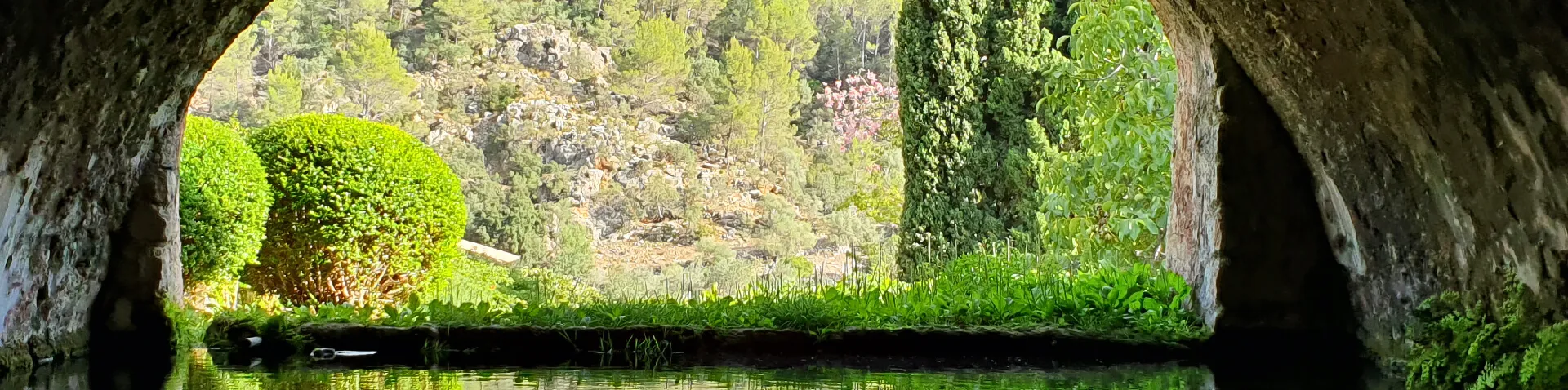 Bückenunterführung mit schwimmenden Enten